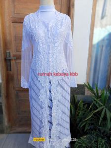 satu set kebaya pengantin full payet/kebaya putih/kebaya plus rok dan manset/kebaya akad nikah/kebaya pengantin/kebaya wanita/kebaya modern