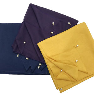 Khăn Choàng Quấn Đầu Bằng Vải Bali Khăn Choàng Nữ Màu Trơn Bằng Cotton Khăn Vuông Trùm Đầu Bốn Góc Đính Ngọc Trai Khăn Choàng Mùa Hè