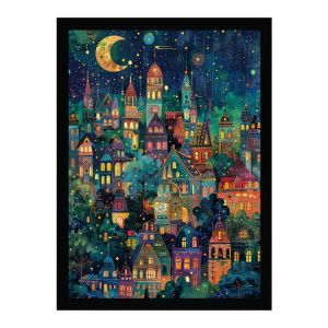 500/1000/1200/2000PCS Jigsaw Puzzle Moonlit City At Night With Glowing Stars For Adults Family Fun Brain Teaser Gift