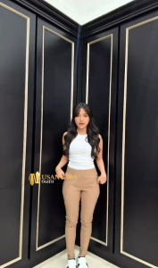 Nusantara Outfit Elizabeth Pants Skinny Soft Jeans Celana Pensil Chino Wanita Pinggang Karet