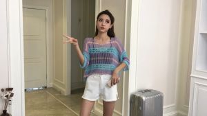 ⚡Port⚡blouses women new style 2025 Loose Thin Top Contrasting Color Striped Hollow-out Smock Knitted Sun Protection Smock