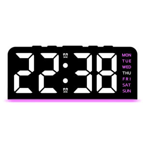 Lafocuse Blue Digital Alarm Clock Bedside with Night Light LED Display Digital Clocks Adjustable Brightness Temperature
