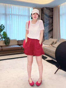 Comfortable Short Sleeve Hand Sewn Mixed Fiber Baseball T-Shirt Me【 T】Laser Cut Slim Fit Fashionable Versatile Summer Top