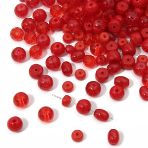 20pcs Red Color Crystal Glass Beads Loose Space Beads for Bracelet Necklace Keychain DIY Jewelry Craft Making Accessories
