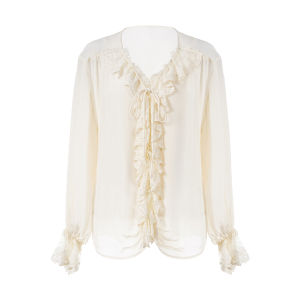 Lace Hem Retro French Style Blouse