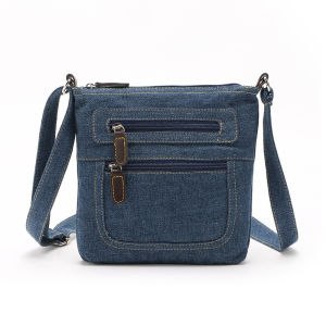 Túi Đeo Chéo Denim Cổ Điển Dành Cho Nữ Thời Trang Giản Dị Túi Xách Nhỏ Có Khóa Kéo Lót Polyester Mềm Mại