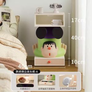 Creative Fat Tiger Internet Famous Bedside Table New 2025 Cute Childrens Side Table Storage Cabinet Shelf Resin Material