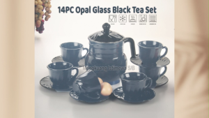 20 PC 6 Pax Durable Opalglass Elegant Round Black Dinner Set LZ20627