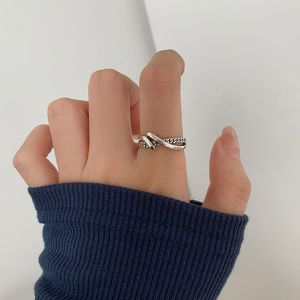 925 Sterling Silver Open Retro Ring For Women Geometric Punk Asymmetric Jewelry Gift Wholesale Dropshipping
