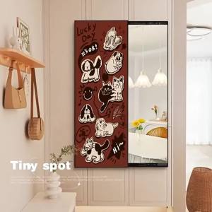 Dressing Mirror With Stand Dressing Mirror Full Body Mirror Wall Mount Mirror With Rack Wall Mirror Full Length Cute Kitten Living Room Hidden Dressing Mirror Hanging Painting 镜子全身