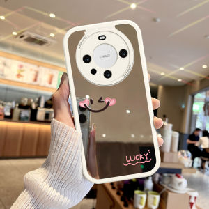 Huawei Mate80ProMax Phone Case Mirror Smile Design Silicone Protective Shell Womens Style with Compact Makeup Mirror
