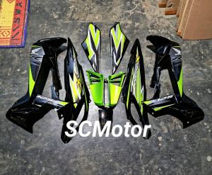 Cover Body Belakang Plus Sayap Kiri Kanan Honda Supra X 125 R New Batman 2010 s/d 2013 Warna Hijau Hitam