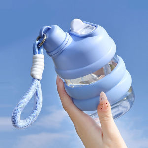 Portable Heat Resistant Glass Water Bottle Female Student Straw Glass Cup Cute High Aesthetic Value Single Layer Modern Simple Style