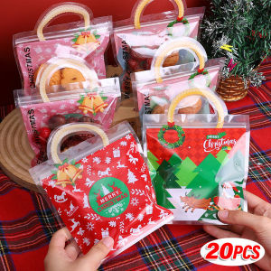 YESPERY 20pcs Christmas Candy Bag Handbag Shape Self-sealing Snack Biscuit Storage Bag Candy Packaging Pouch Festive Party Supplies