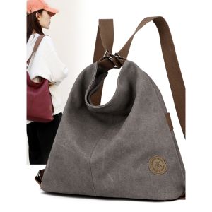 Fashionable Canvas Shoulder Bag for Women Retro Versatile Single Strap Commuter Tote Bag Soft Handbag Korean Style Pure Color