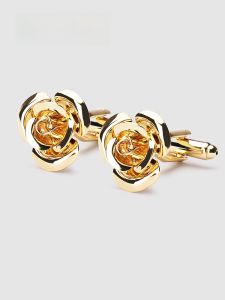 Mens Wedding Shirt Cufflinks Gold Rose Decorative Sleeves Buttons New Groom Fashionable Luxury Style Copper Material