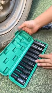 10PCS 1/2 Inch Long Impact Socket Set Black Deep Box Set Tool Set Socket Wrench Set Tool Converter Reducer 8mm - 24mm