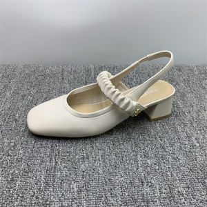 Elegant French Style Sandals Womens Summer New One-Strap High Heels Fashion Shoes PU Upper mid Heel Thick Heel Wrap around Toe