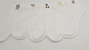 5PAIRS/SET White Cartoon Bear Short Sock Breathable Comfortable Socks Popular Soft Thin Girls Socks