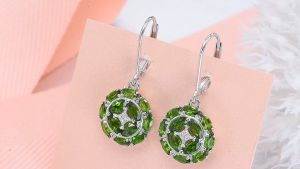 Lohaspie Jewelry Real 3 Carats Natural Chrome Diopside Drop Earrings Solid Sterling Silver 925 Drop Earrings Green Gemstone Earrings For Women Jewelry Gift