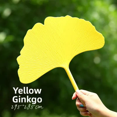 COURYU | Stylish New Plastic Silver Ginkgo Fan Large
