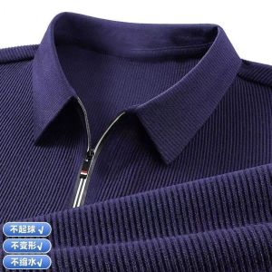 Dralon High-End Half Zipper Men Long Sleeves Polo Shirt 2024 Spring Fall Lapels Tops Bottoming Shirt T-Shirt Men