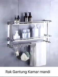 Rak Gantung Stainless Steel Rak Kamar Mandi Dinding/Rak Bumbu Dapur Multifungsi