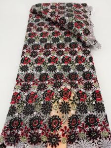 2026 African Nigerian sequins Lace Fabric cord Embroidery TulleSequins french Lace Fabrics For Dress Sewing 5 Yards AT3004A-1