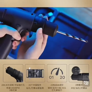 Hoto Little Monkey Impact Drill Toolbox Hand Electric Drill Household Electric Screwdriver Set Repair Car Hardware Toolbox