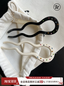 เครื่องประดับผมแบบ U สไตล์เกาหลี ลายจุด ประดับเพชร ชุบอะซิเตท เครื่องประดับผมแบบอเนกประสงค์สำหรับผู้หญิง