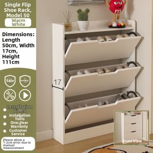 GUANGMANZHI | Slim Large Capacity Wooden Flip Top Shoe Cabinet