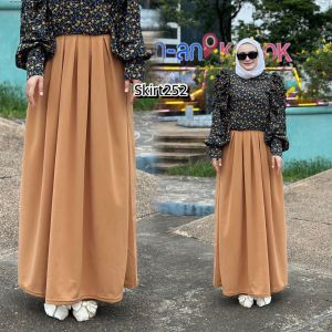 SKIRT PLEATED PLAIN PLUSSIZE FREE SIZE