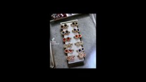 Bros dagu isi 12 pcs seri bunga 2 mote warna warni Bros dagu 1 lusin korea