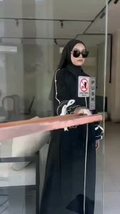ABAYA COUPLE TURKEY IBU DAN ANAK BAHAN JETBLACK SAUDI DUBAI LUNA GAMIS ARAB HITAM