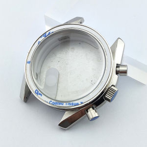 VK63 Watch Case 43mm Mens Watch Case Stainless Steel Mineral Glass Case Fit VK63 Movement VK63 Case Silver Metal Watch Box Part