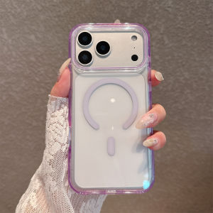 Luxury Clear Anti-yellowing Magnetic Phone Case For iPhone 17 16 15 14 13 Pro Max MagSafe Compatible Shockproof Bumper Cover