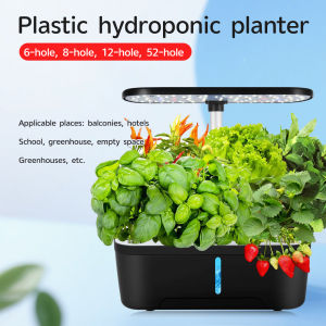 6 Holes Hydroponics Growing System Indoor Soilless Vegetable Fruit Herb Planter with LED Grow Light Smarts Water Pump Automatic