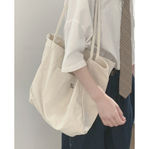 Large Capacity Canvas Shoulder Bag Womens 2023 New Style Student Class Tote Bag Commuter Single Shoulder Bag Trendy Bag
