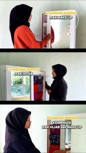 Adapta - Standing Mirror Kombinasi Makeup & Hijab - Cermin Berdiri 2in1 Make up Hijab Tinggi 170cm