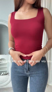 Buy 1 Take 2 (Total of 3) KILY.PH Basic Double Lining Tank Top Sleeveless Two-Way Square Neck and V-Neck Camisole Top for Women 6A0388