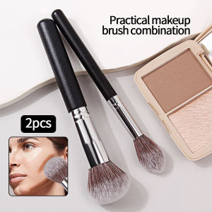 2pcs Flame highlight brush Large round head fluffy soft contorting brush Multi-functional portable novice makeup brush tool