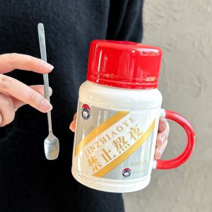 Cốc Cà Phê Bằng Gốm Sứ Snoopy Dễ Thương Dung Tích Lớn Có Nắp Đậy Dùng Cho Văn Phòng Và Gia Đình Cốc Nước Bằng Nhựa Có Tay Cầm