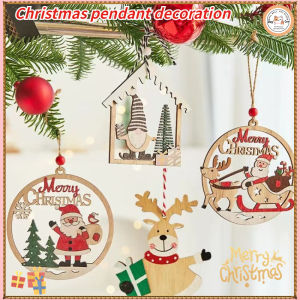 【High Quality 】Christmas Santa Claus Snowflake Star Wooden Pendant Merry Christmas Decorations for Xmas Tree Hanging Ornaments Xmas Gifts New Year Holiday Supplies