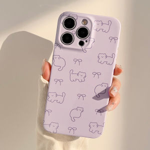 Cat Butterfly Knot Full Cover Protection Phone Case for  13 pro Max 14 XS XR 15 pro 16 17 pro Max Silicone Soft Shell