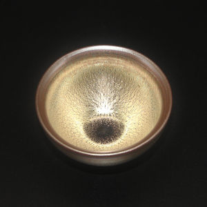 ถ้วยชา Zhan สีทองสีเงินสีฟ้าดอกโบตั๋นถ้วยหยดน้ำมันถ้วยไข่ห่านปากแบนถ้วยชายางเหล็กทั่วไปถ้วยสำหรับเจ้าของ