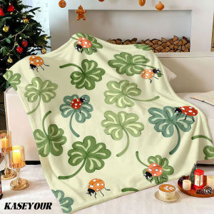 Beast Kingdom | Lucky Clover Ladybug Winter Summer Flannel Blanket Throw Fleece Soft Fuzzy Plush Cozy Fleece Blankets for Sofa Ideal Gifts