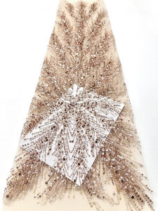 Luxury African Sequins Beaded Lace Fabric 2025 High Quality Groom Nigerian Wedding Bridal Embroidery French Tulle Sewing