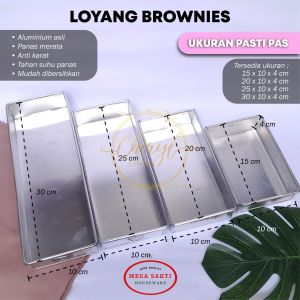 (1 PCS) CETAKAN ALUMUNIUM BROWNIES UK 15x10x4 CM # 20x10x4 CM # 25x10x4 CM # 30x10x4 CM / LOYANG KUE BROWNIS ALUMUNIUM