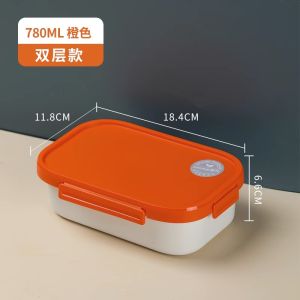 Camellia Separated Double Layer Lunch Box Student Party Work Lunch Crisper Microwave Refrigerated Sealed Bento Lunch Box