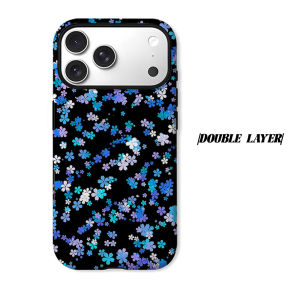 Blue Sakura Floral Print Phone Case for iPhone 18 17 16 15 14 13 12 11 Air Pro Max Plus Double-layer Cover